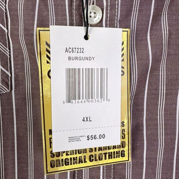 Men's Akademiks Burgundy Striped Long Sleeve Button Down Shirt 4XL NEW WITH TAGS - Picture 6 of 16